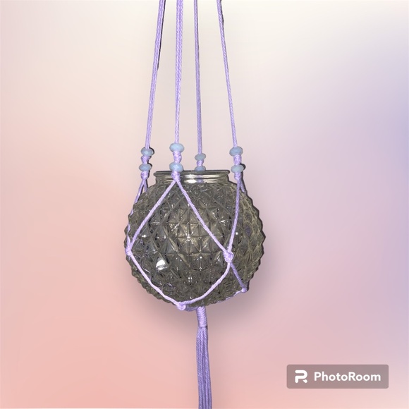 Hand Crafted Custom Macrame Plant or Light Hanger with Planter Pot - Picture 3 of 9